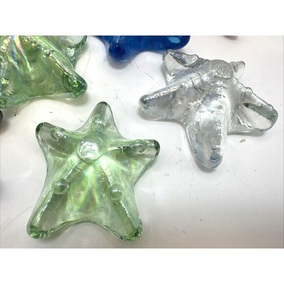 lot of  9 Vintage Art Glass Iridescent Starfish Sea Fish Paperweight Ocean Decor - Picture 4 of 7